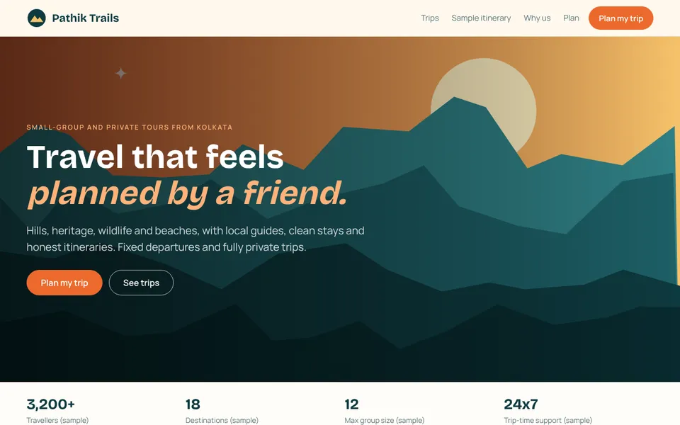 Pathik Trails concept website